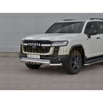 Защита переднего бампера d76 секции-d76 уголки+клыки РусСталь для Toyota Land Cruiser 300 GR SPORT 2021-