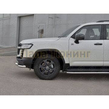 Защита переднего бампера d76 секции-d76 уголки+клыки РусСталь для Toyota Land Cruiser 300 GR SPORT 2021-
