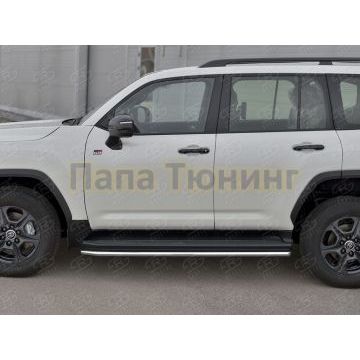 Защита порогов d42 РусСталь для Toyota Land Cruiser 300 GR SPORT 2021-