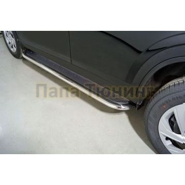 Пороги с площадкой (нерж. лист) 75х42 мм ТСС для Haval Dargo 2022- Пороги с площадкой (нерж. лист) 75х42 мм ТСС для Haval Dargo 2022-