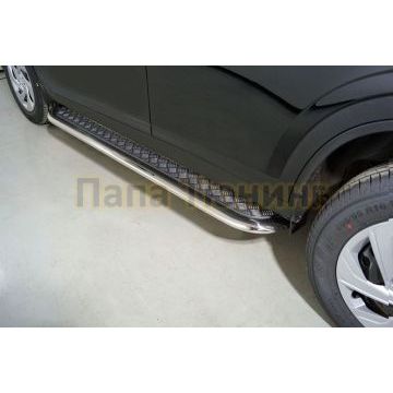 Пороги с площадкой 75х42 мм ТСС для Haval Dargo 2022- Пороги с площадкой 75х42 мм ТСС для Haval Dargo 2022-