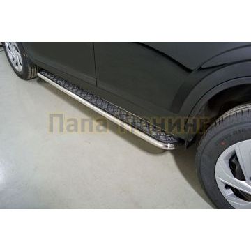 Пороги с площадкой 42,4 мм ТСС для Haval Dargo 2022- Пороги с площадкой 42,4 мм ТСС для Haval Dargo 2022-