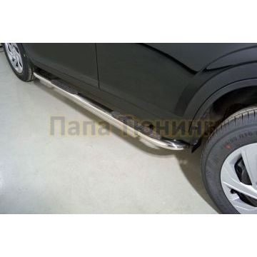 Пороги овальные гнутые с накладкой 75х42 мм ТСС для Haval Dargo 2022- Пороги овальные гнутые с накладкой 75х42 мм ТСС для Haval Dargo 2022-