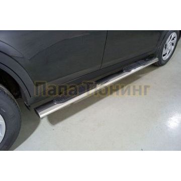 Пороги овальные с накладкой 120х60 мм ТСС для Haval Dargo 2022- Пороги овальные с накладкой 120х60 мм ТСС для Haval Dargo 2022-