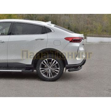 Защита заднего бампера d57 секции black РусСталь для Haval F7X 4WD 2022-