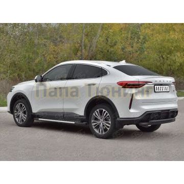 Защита заднего бампера d57 дуга-d42 дуга black РусСталь для Haval F7X 4WD 2022-