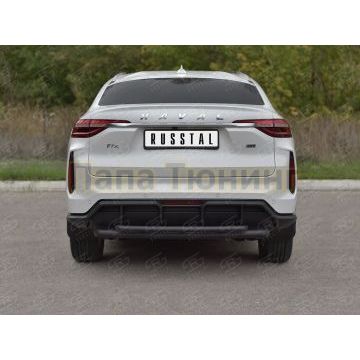 Защита заднего бампера d57 дуга-d42 дуга black РусСталь для Haval F7X 4WD 2022-