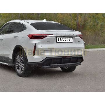 Защита заднего бампера d57 дуга-d42 дуга black РусСталь для Haval F7X 4WD 2022-