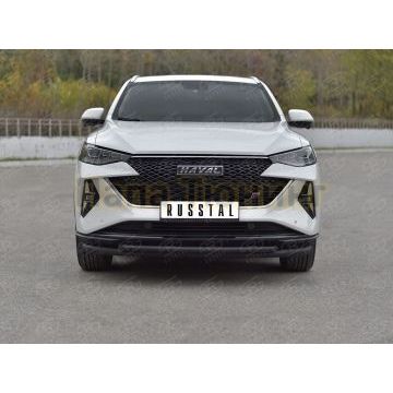 Защита переднего бампера d57 секции-d42 дуга black РусСталь для Haval F7X 4WD 2022-