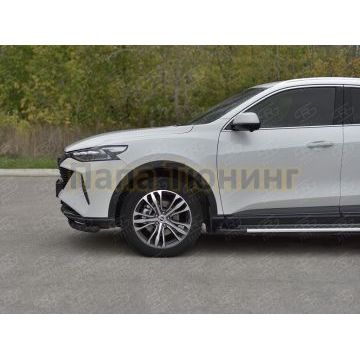 Защита переднего бампера d57 секции black РусСталь для Haval F7X 4WD 2022-