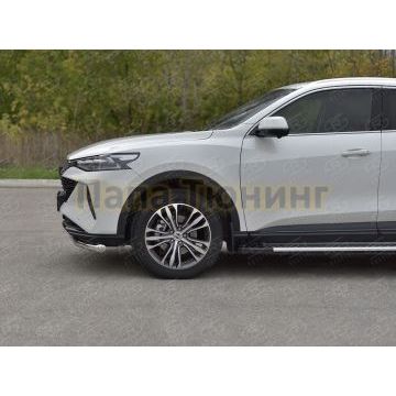 Защита переднего бампера d57 секции РусСталь для Haval F7X 4WD 2022-