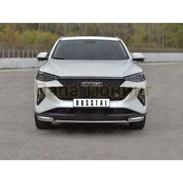 Защита переднего бампера d42 секции-d42 уголки РусСталь для Haval F7X 4WD 2022-