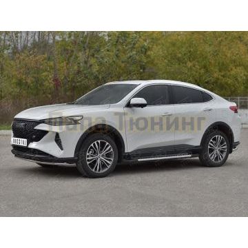 Защита переднего бампера d42 секции РусСталь для Haval F7X 4WD 2022-