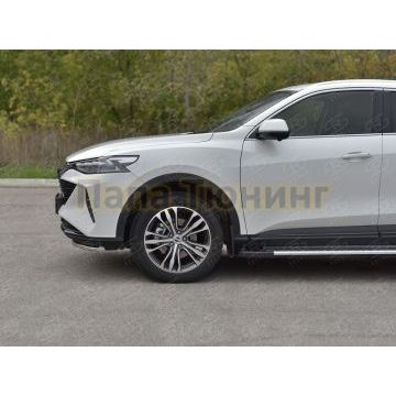 Защита переднего бампера d42 секции РусСталь для Haval F7X 4WD 2022-