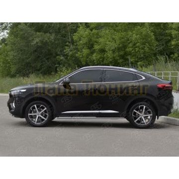 Пороги труба 75х42 овал с проступью РусСталь для Haval F7X 4WD 2022-