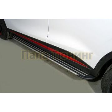 Пороги алюминиевые "Slim Line Silver" 1720 мм ТСС для Omoda C5 2022-