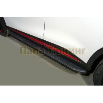 Пороги алюминиевые с пластиковой накладкой (карбон черные) 1720 мм ТСС для Omoda C5 2022-