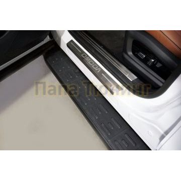 Пороги алюминиевые с пластиковой накладкой (карбон черные) 1720 мм ТСС для Omoda C5 2022-