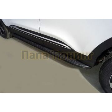 Пороги алюминиевые с пластиковой накладкой (карбон черные) 1720 мм ТСС для Chery Tiggo 4 pro 2022-