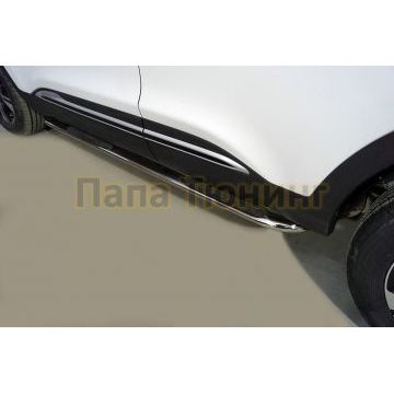 Пороги овальные гнутые с накладкой 75х42 мм ТСС для Chery Tiggo 4 pro 2022-