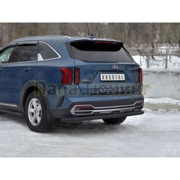 Защита заднего бампера d57 секции black РусСталь для Kia Sorento 2020-