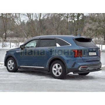 Защита заднего бампера d57 секции black РусСталь для Kia Sorento 2020-