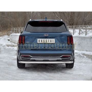 Защита заднего бампера d57 секции РусСталь для Kia Sorento 2020-