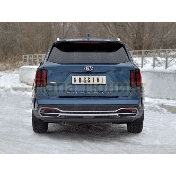 Защита заднего бампера d57 дуга black РусСталь для Kia Sorento 2020-