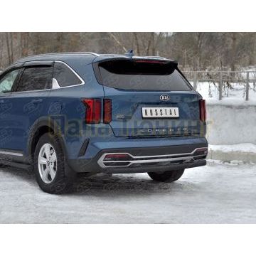 Защита заднего бампера d57 дуга black РусСталь для Kia Sorento 2020-