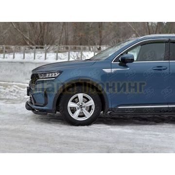 Защита переднего бампера d57 секции-d57 уголки+клыки black РусСталь для Kia Sorento 2020-