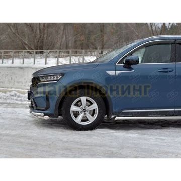 Защита переднего бампера d57 секции-d42 уголки РусСталь для Kia Sorento 2020-