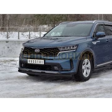Защита переднего бампера d57 секции black РусСталь для Kia Sorento 2020-