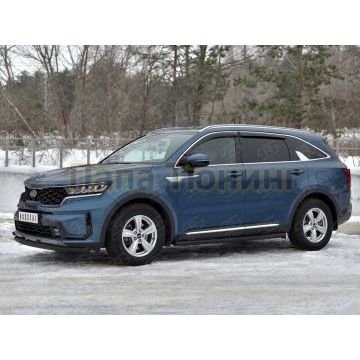 Защита переднего бампера d57 секции black РусСталь для Kia Sorento 2020-