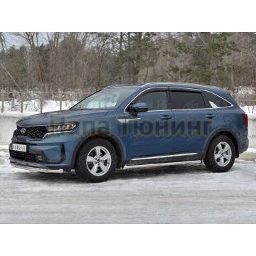 Защита переднего бампера d57 секции РусСталь для Kia Sorento 2020-