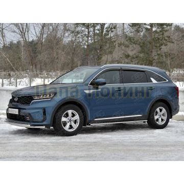 Защита переднего бампера d42 секции-d42 дуга РусСталь для Kia Sorento 2020-