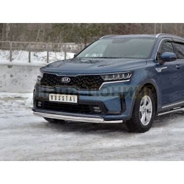 Защита переднего бампера d42 секции-d42 дуга РусСталь для Kia Sorento 2020-