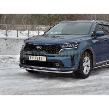 Защита переднего бампера d42 секции РусСталь для Kia Sorento 2020-