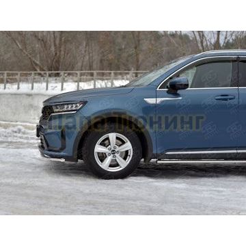 Защита переднего бампера d42 секции РусСталь для Kia Sorento 2020-