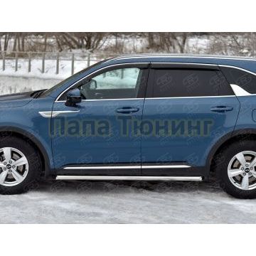 Пороги труба d57 секции (вариант 1) РусСталь для Kia Sorento 2020-