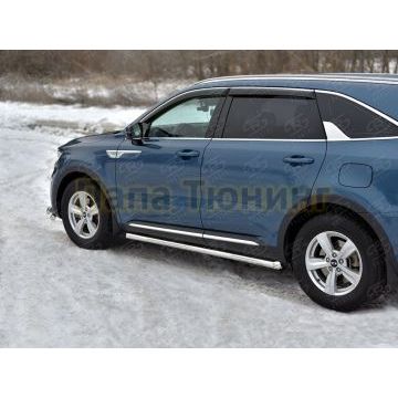 Пороги труба d57 секции (вариант 1) РусСталь для Kia Sorento 2020-