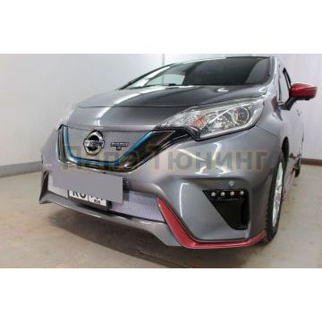 Защита радиатора Папа Тюнинг Nissan Note Nismo S 2016-2020 chrome верх (Японская сборка)