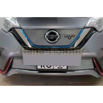 Защита радиатора Папа Тюнинг Nissan Note Nismo S 2016-2020 chrome верх (Японская сборка)