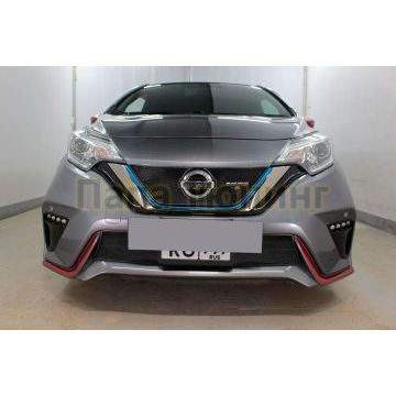 Защита радиатора Папа Тюнинг Nissan Note Nismo S 2016-2020 black верх (Японская сборка)