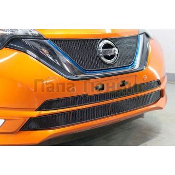 Защита радиатора Папа Тюнинг Nissan Note 2016-2020 black низ (Японская сборка)