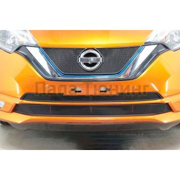 Защита радиатора Папа Тюнинг Nissan Note 2016-2020 black низ (Японская сборка)