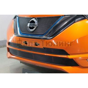 Защита радиатора Папа Тюнинг Nissan Note 2016-2020 black низ (Японская сборка)