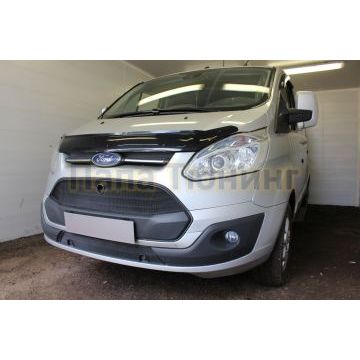 Защита радиатора Папа Тюнинг Ford Tourneo Custom 2012- black верх (18 см)