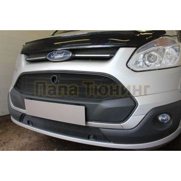 Защита радиатора Папа Тюнинг Ford Tourneo Custom 2012- black верх (18 см)