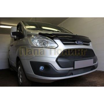 Защита радиатора Папа Тюнинг Ford Tourneo Custom 2012- black верх (18 см)