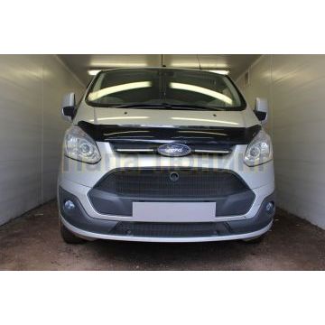 Защита радиатора Папа Тюнинг Ford Tourneo Custom 2012- black верх (18 см)